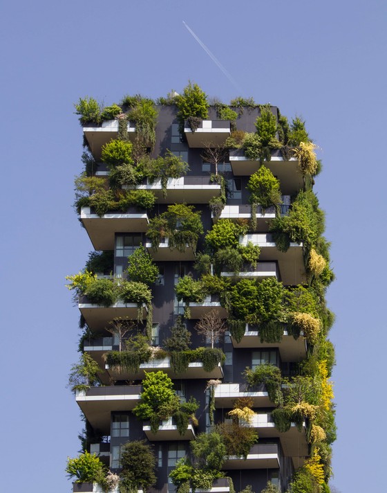 Immeuble bâti avec des matériaux biosourcés et intégrant des jardins suspendus